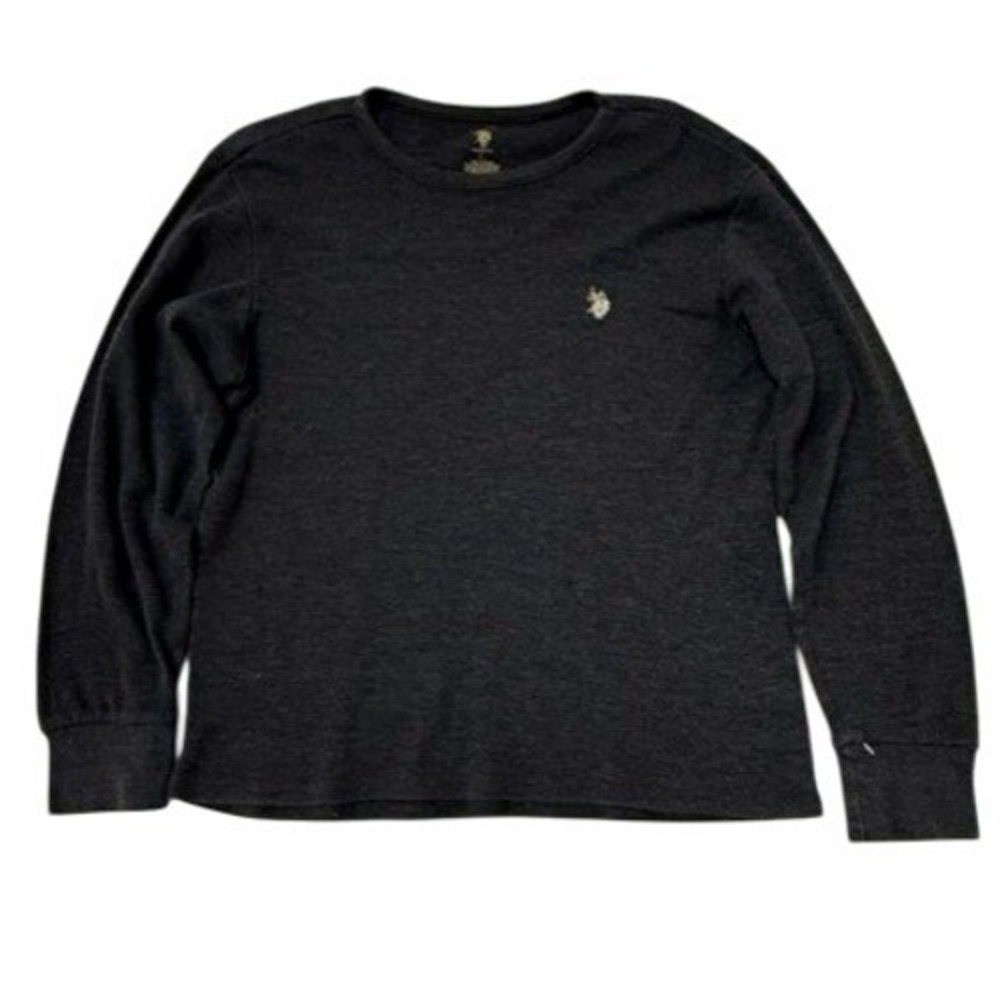 US‎ Polo Assn Mens Long Sleeve Thermal Sleepwear Shirt Size L Dark Gray